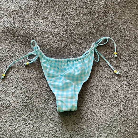 STONEY CLOVER LANE Triangle Bikini. Blue, white plaid. NWT - Picture 3 of 5